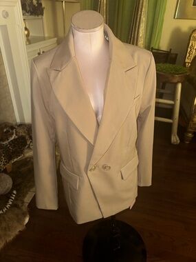 Avec Les Filles Taupe Double-Breasted Tailored Blazer